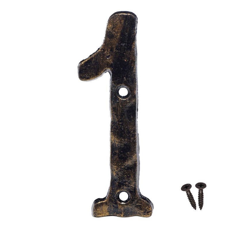 MGTECH House Number 1, 5.5 Inch Rustic Cast Iron Address Numbers, Bronze - Image 1